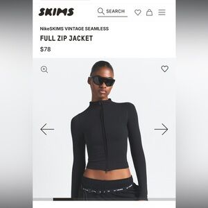 Skims Nike Black Seamless Full Zip Jacket
